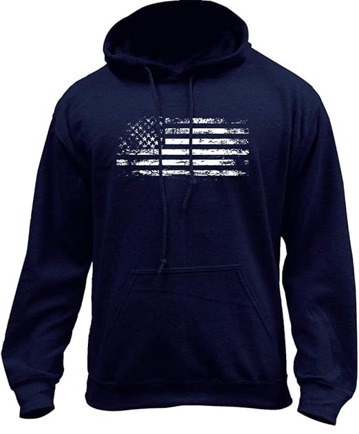 Distressed American Flag Pullover Hoodie